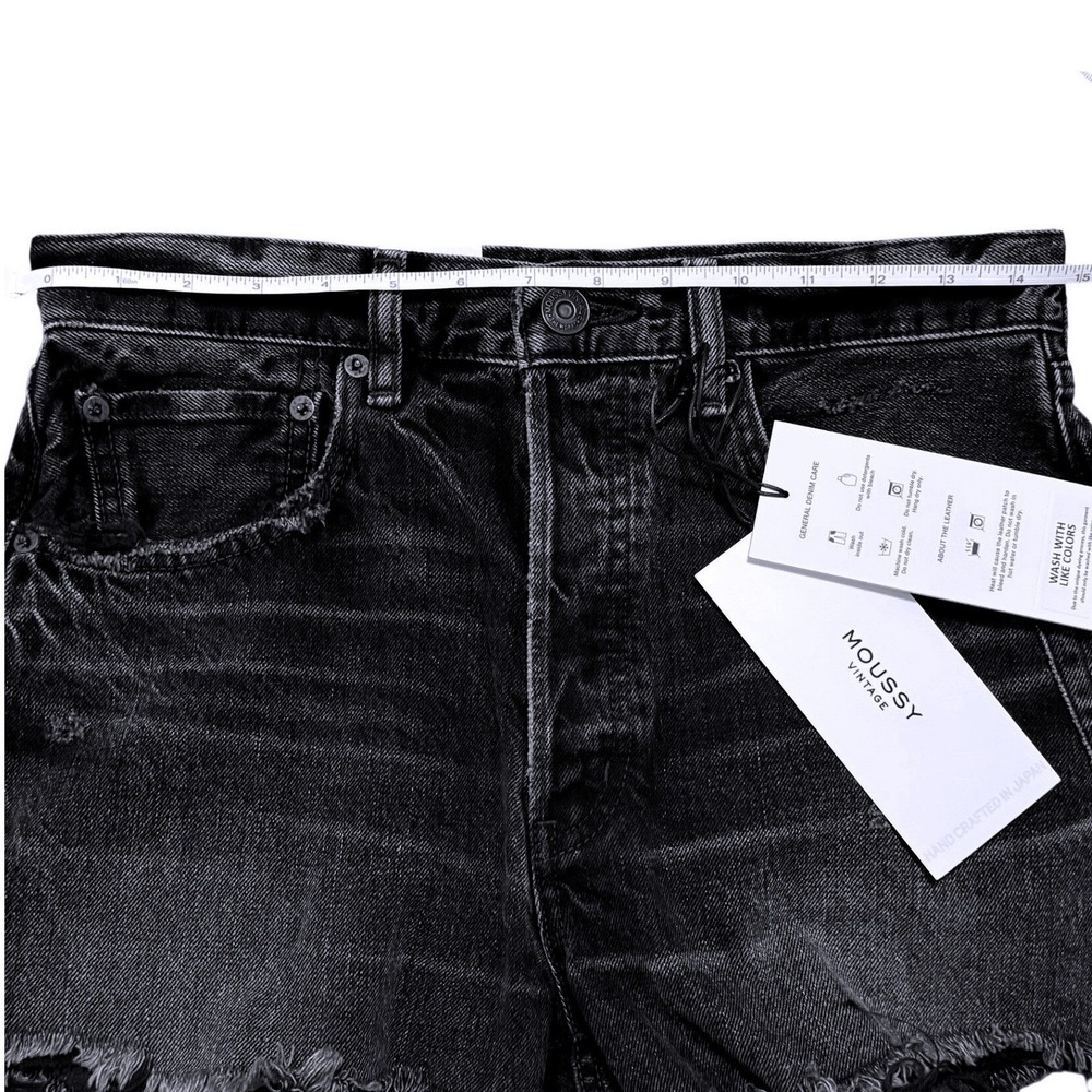 MOUSSY VINTAGE Harrington High Rise Black Cutoff Shorts Size 26 Waist 14.5" NWT - Picture 8 of 16